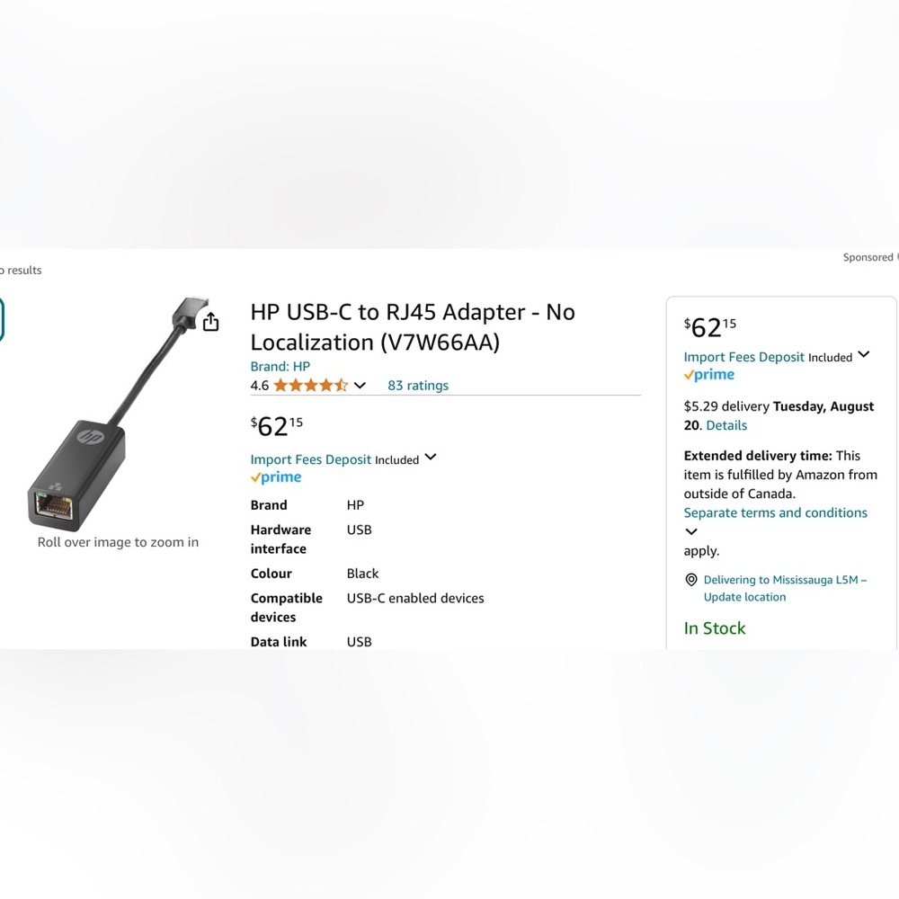 HP USB-C to RJ45 Adapter - Brand New in Box.